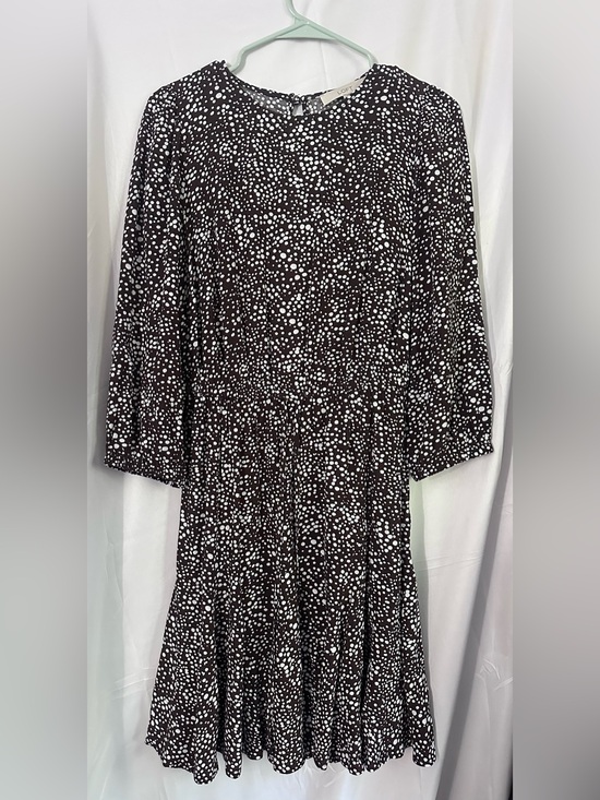 LOFT Dresses & Skirts - LOFT Black Dress with White Dot Pattern, Long Sleeve